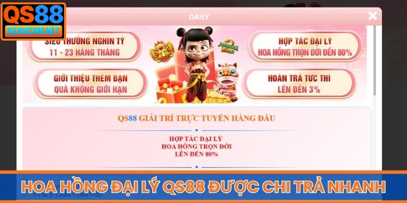 Hoa hồng đại lý QS88 được chi trả nhanh và minh bạch